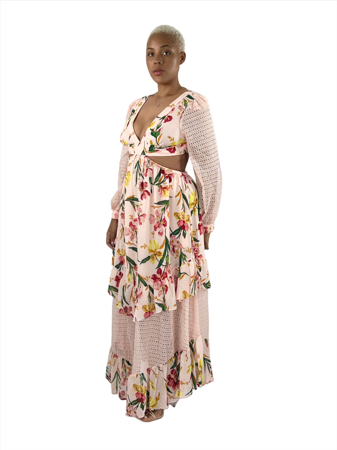 Peach floral maxi dress