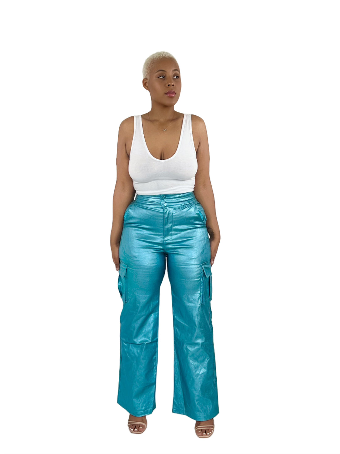 Metallic blue pants