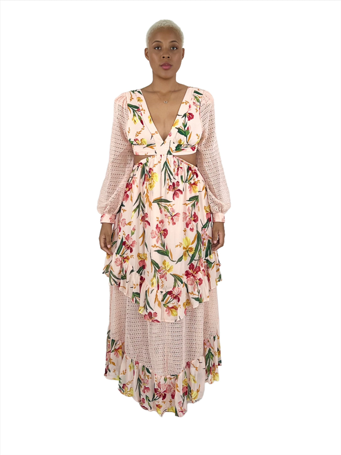 Peach floral maxi dress